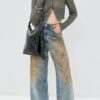 Front view of Vintage High Waist Wide Leg Straight Jeans for Fall 2024