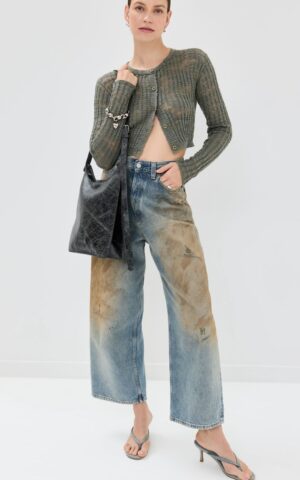 Front view of Vintage High Waist Wide Leg Straight Jeans for Fall 2024