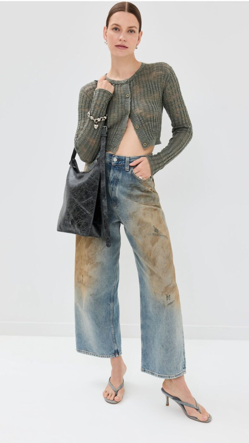 Front view of Vintage High Waist Wide Leg Straight Jeans for Fall 2024